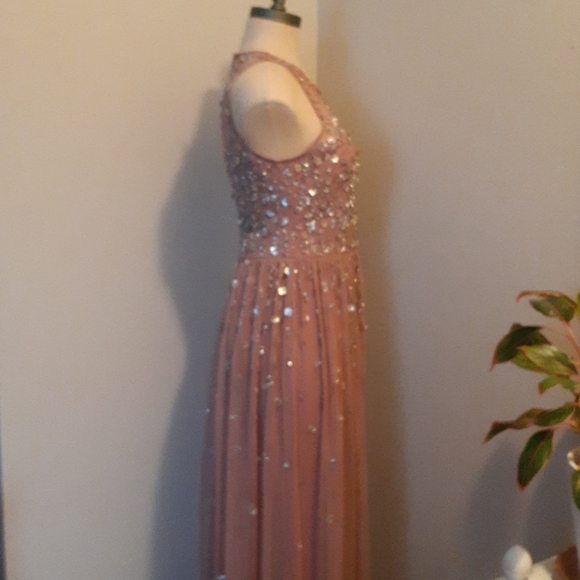 BHLDN Anthropologie Mauve Sequin Formal Gown Dress Size 4 Prom Bridesmaid Flawed - Picture 7 of 16